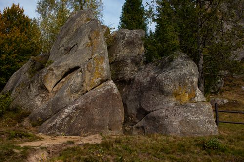 Free Discover the stunning rock formations in Lviv Oblast, Ukraine, amidst lush greenery. Stock Photo