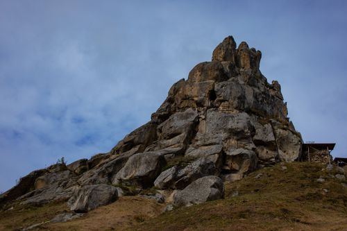 Free Majestic rock formation in Lviv region, Ukraine, under a moody sky. Stock Photo
