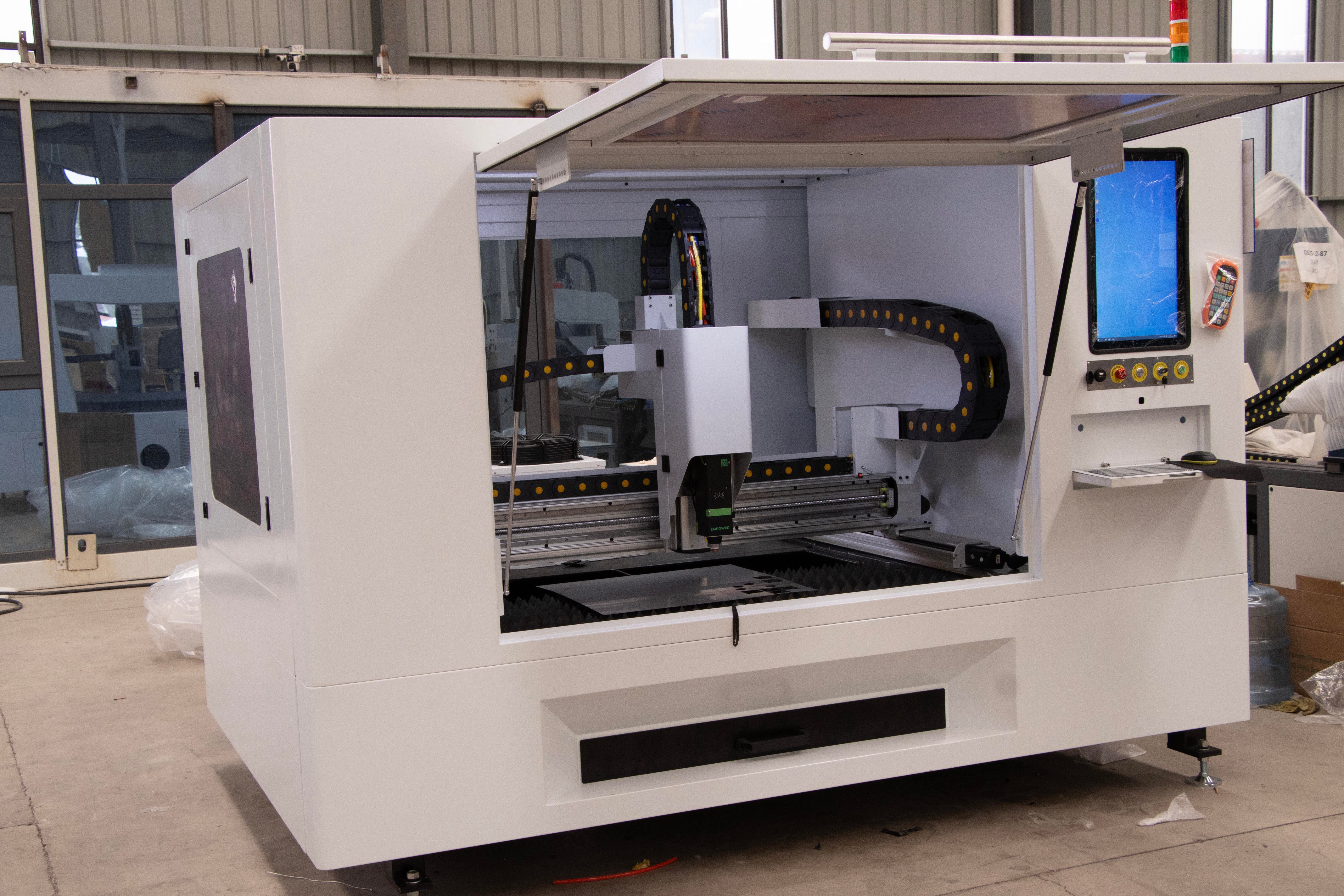 Advanced CNC machine in a modern manufacturing facility.