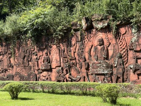 Explore the intricate ancient Buddhist rock carvings in Leshan, Sichuan, showcasing cultural heritage.