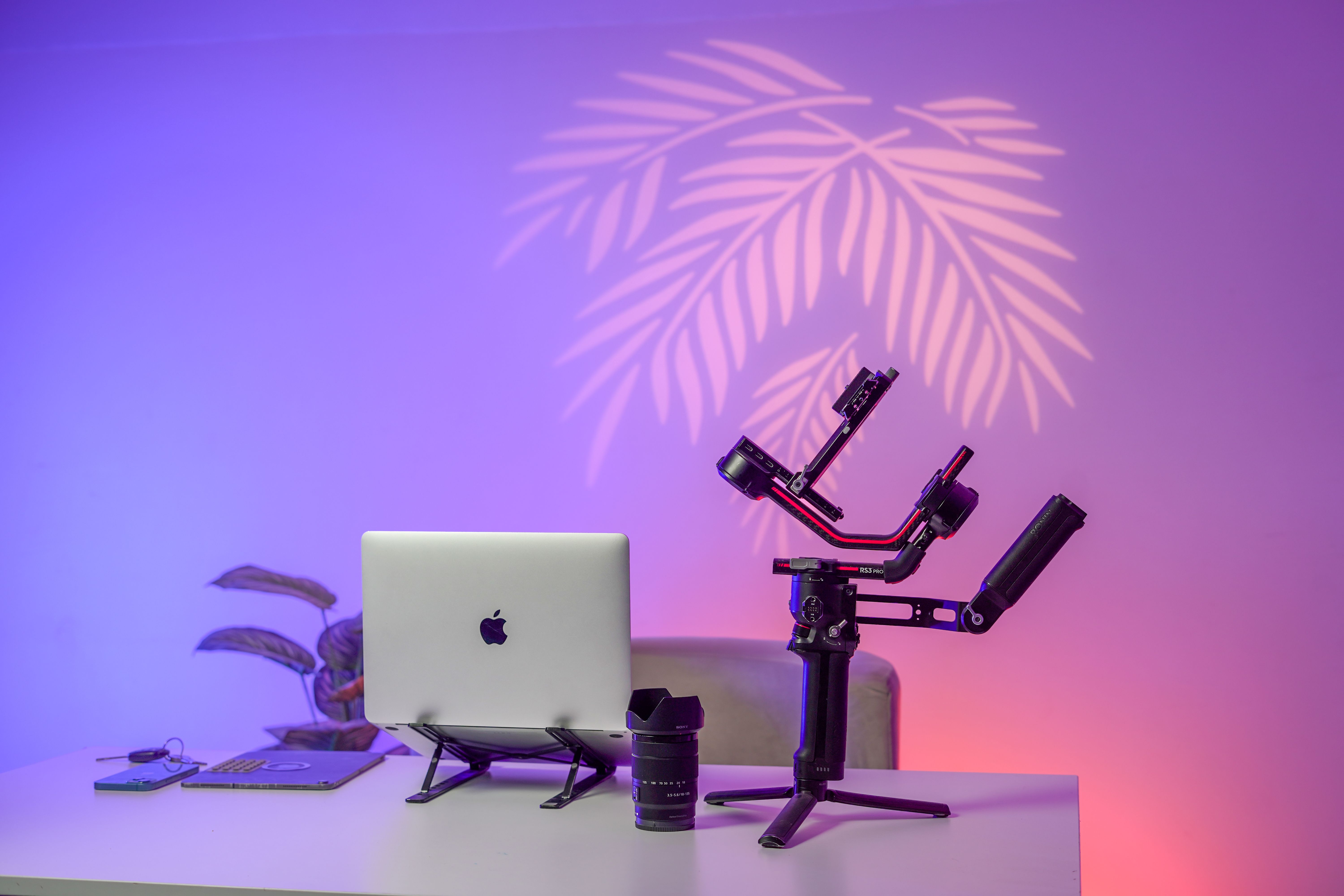 video editing laptop workspace desk