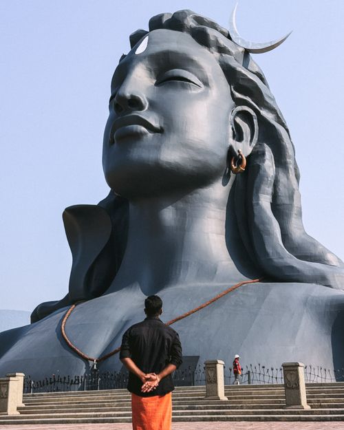 Free A serene view of the Adiyogi Shiva statue in Coimbatore, portraying peace and spirituality. Stock Photo