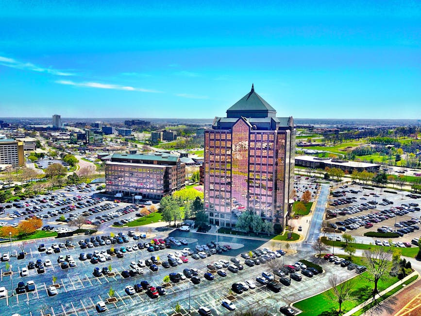 aerial architecture and parking lot