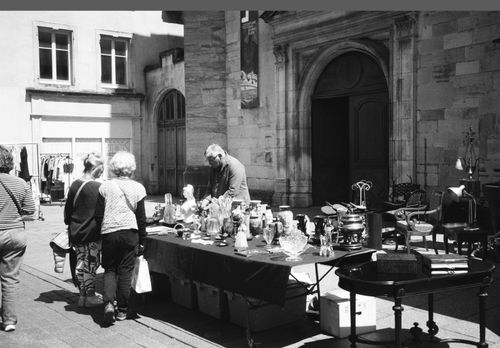 Free Black and white image of a flea market in Nancy, Grand Est, France. Stock Photo