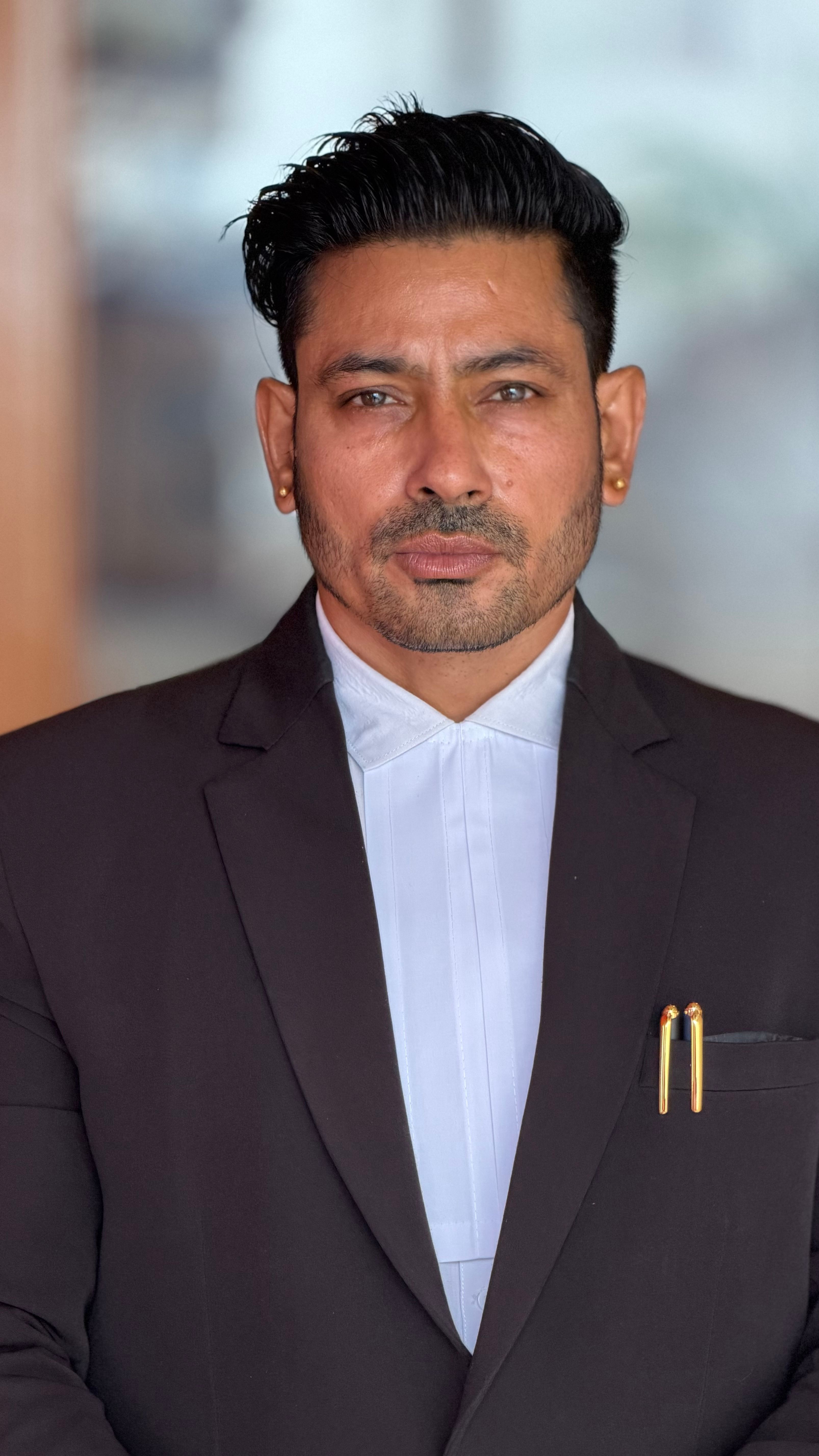 Confident businessman in formal attire, suited for corporate or professional themes.