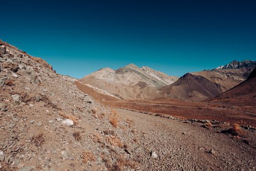 Free Stunning view of barren Andes mountains in Mendoza, Argentina under clear blue sky. Stock Photo