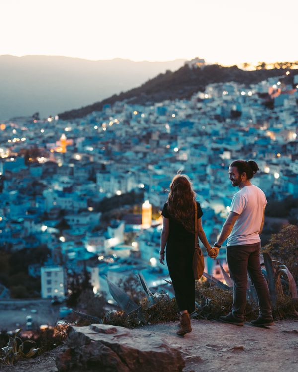 2 Perfect Days in Chefchaouen guide cover — overlooking the blue city at dusk