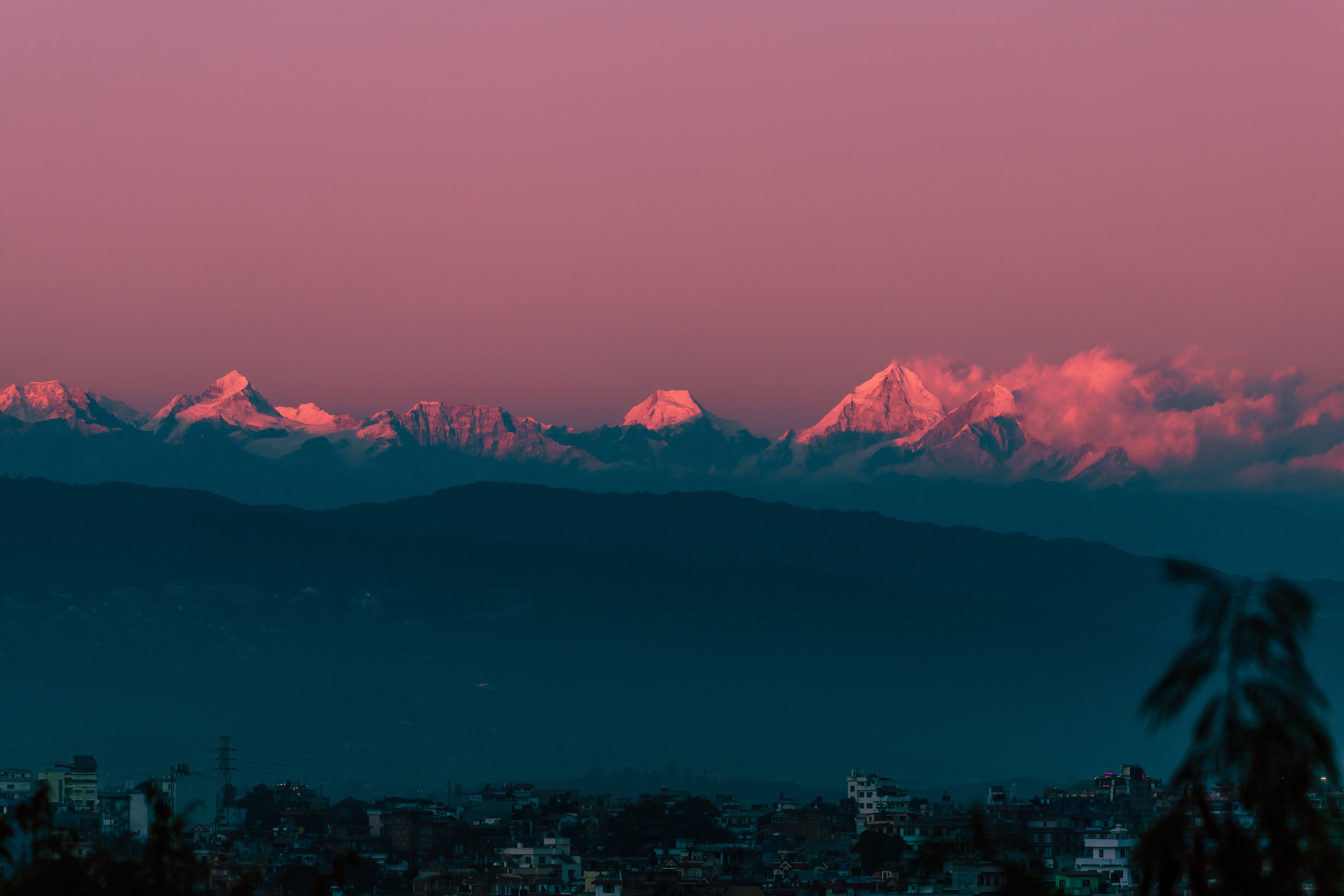 Snow-capped Himalayan peaks over Kathmandu