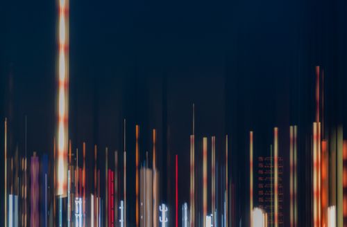 Free Vibrant and colorful abstract light streaks of cityscape at night. Stock Photo