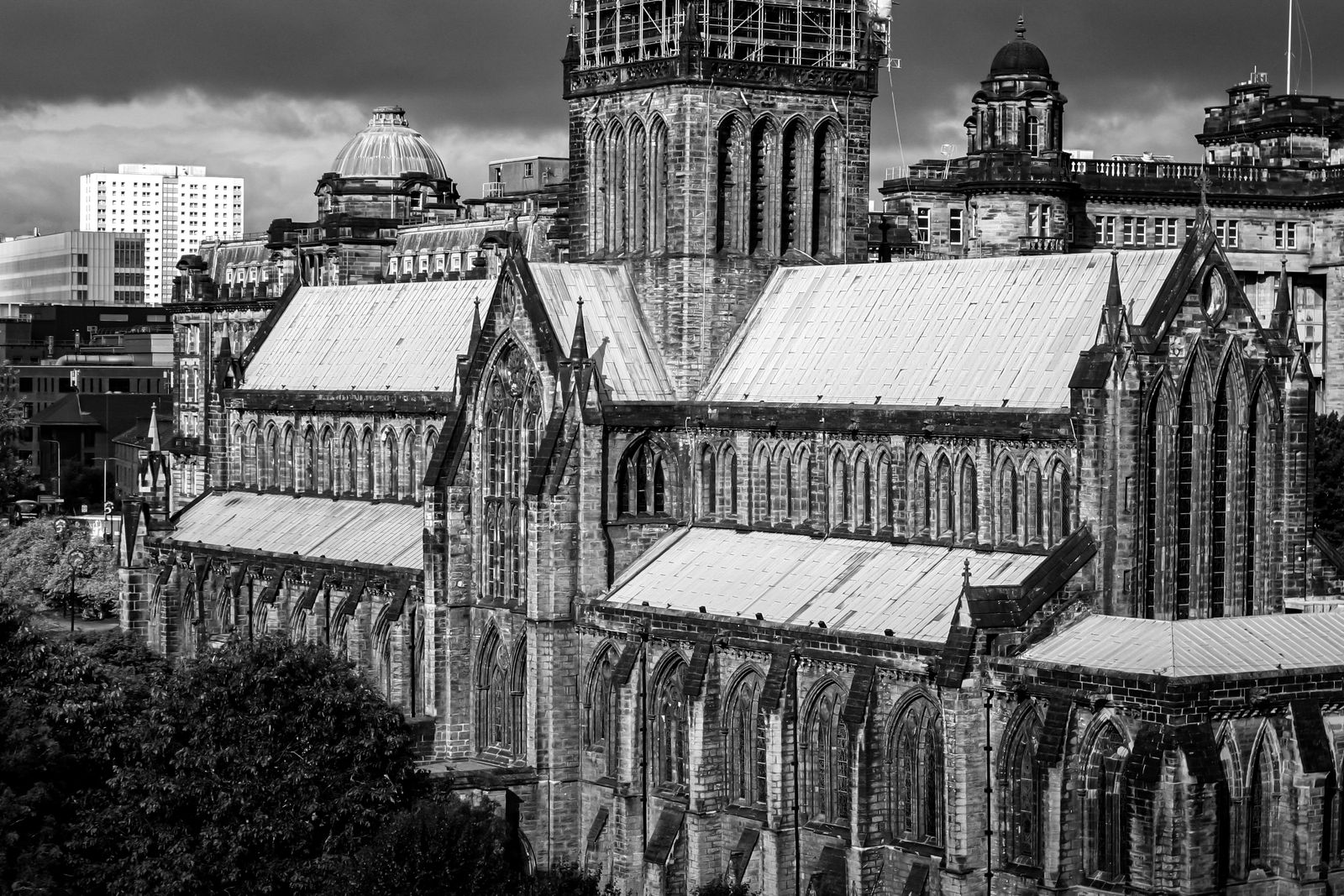 Historic Scottish architecture in Edinburgh with rooftops visible for solar consideration