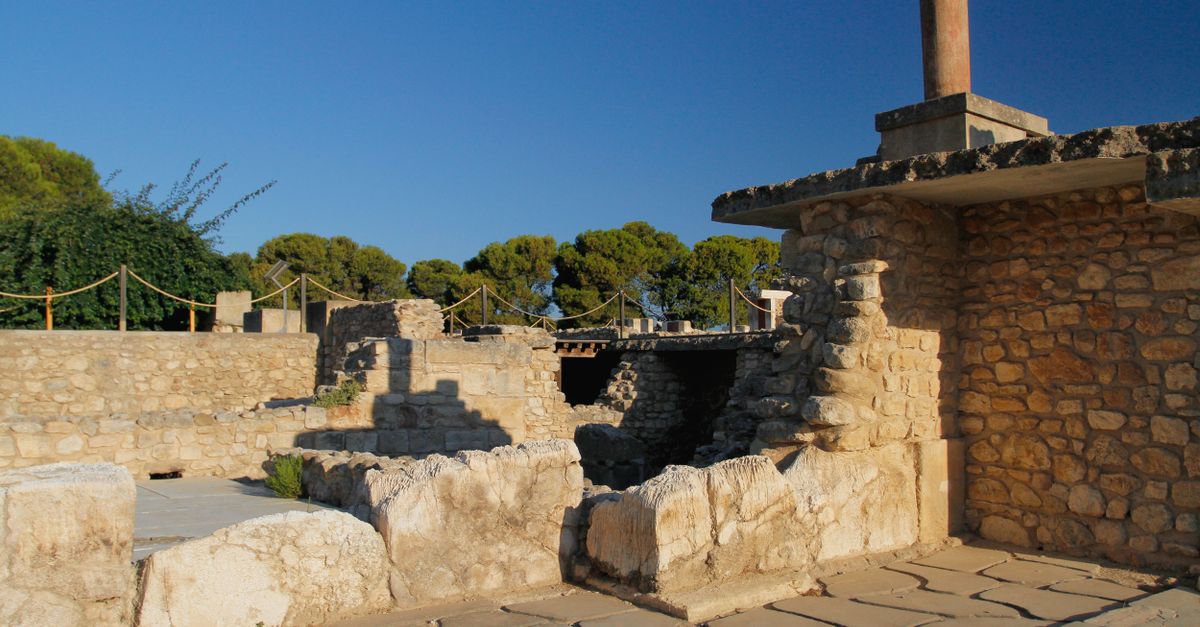 The excavated Minoan settlement of Akrotiri, Santorini