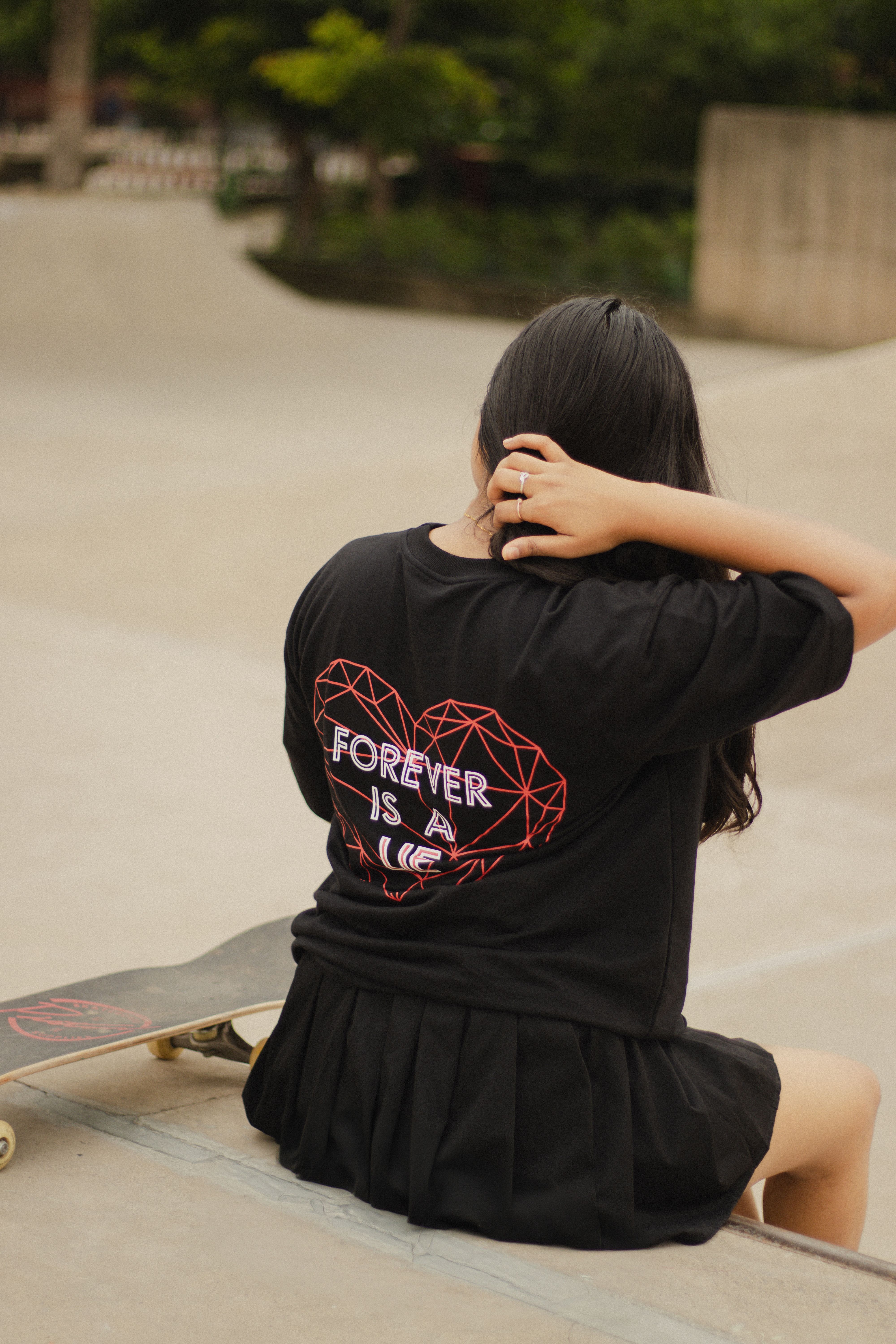 Camiseta Oversized Preta Estampada