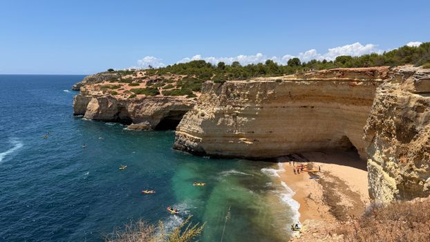 Benagil sea cave kayak at dawn — Algarve