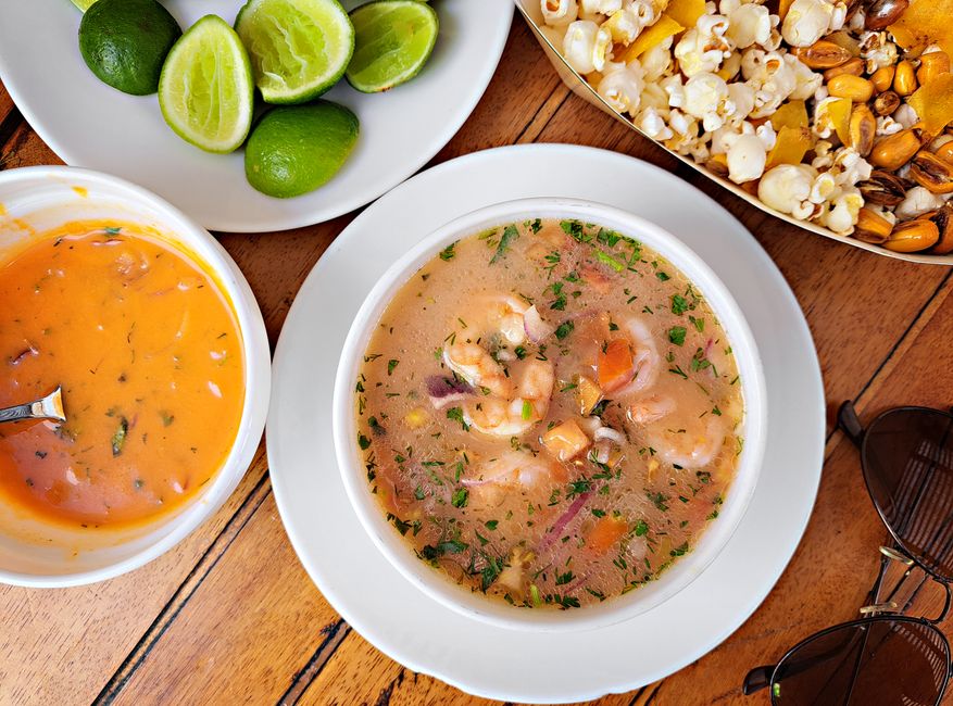Fresh ceviche being prepared at the Mercado de Mariscos in Panama City