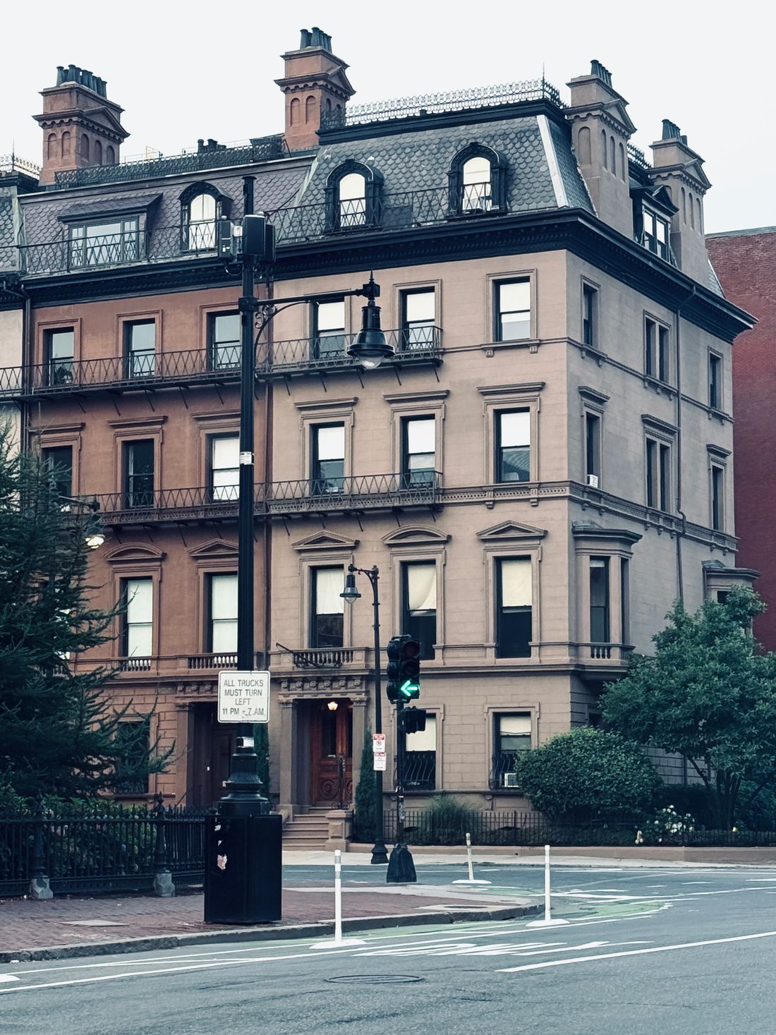 A Back Bay brownstone on a Boston street corner