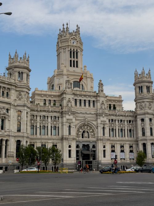 Free Front view of the iconic Palacio de Cibeles in Madrid, Spain captured during daytime. Stock Photo