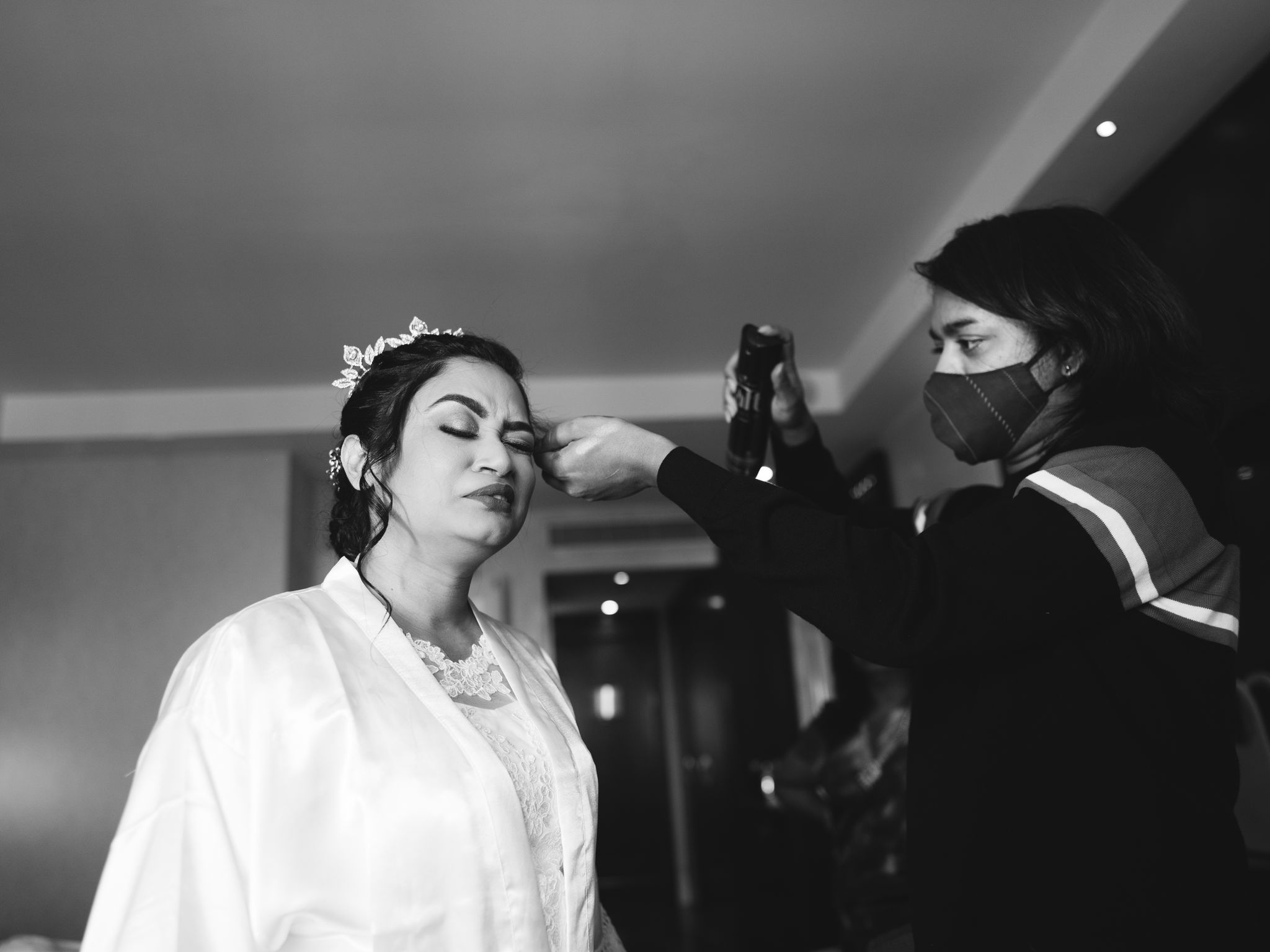 Makeup artist applying makeup