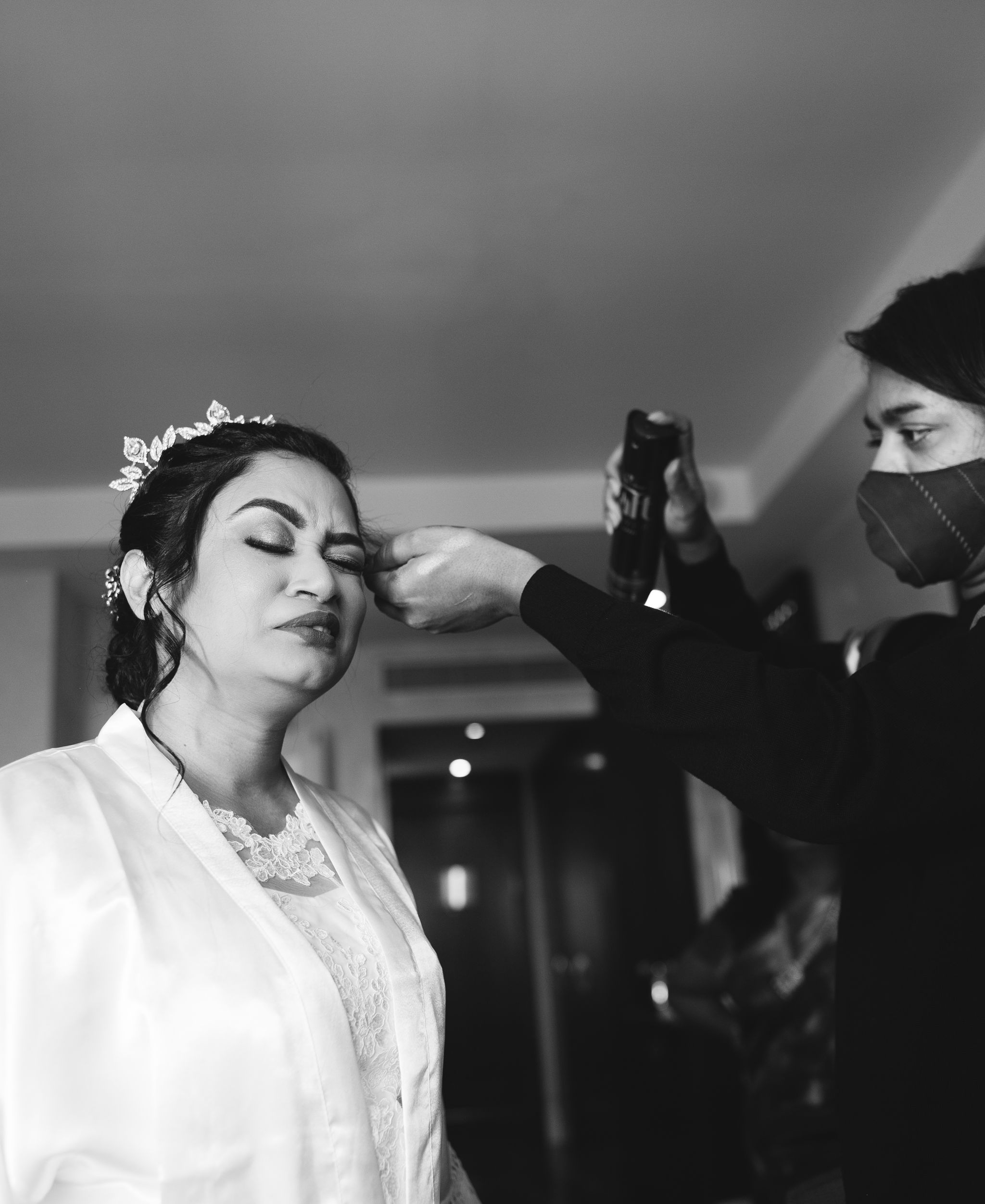 Makeup artist applying makeup