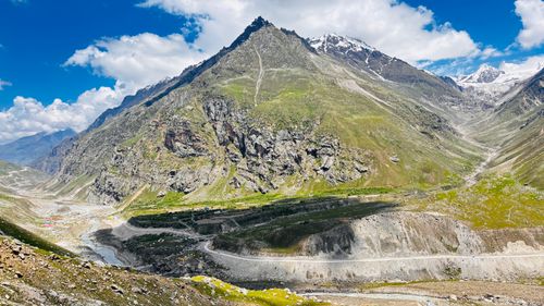 Free Breathtaking view of the rugged mountains in the Himalayas under a bright blue sky. Stock Photo