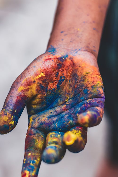 Free Photo Of Person's Hand With Paint Colors Stock Photo