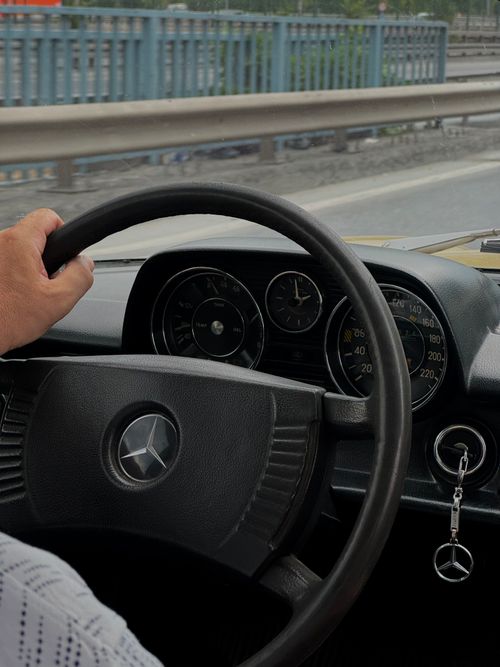Free Inside an iconic vintage car being driven through the streets of Istanbul, Türkiye. Stock Photo