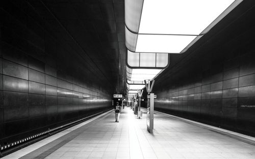 Free Black and white photo of a modern underground train station in Hamburg, Germany. Stock Photo