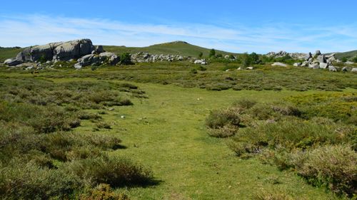 Free Serene landscape in Aullène, Corse with rocky hills and clear skies, ideal for nature photography. Stock Photo
