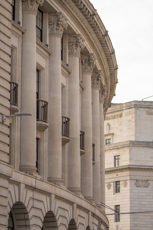 Free Elegant neoclassical architecture with Corinthian columns in London. Stock Photo