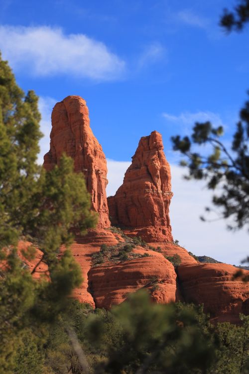 Free Breathtaking view of iconic red rock formations under a clear blue sky in Sedona, Arizona. Stock Photo