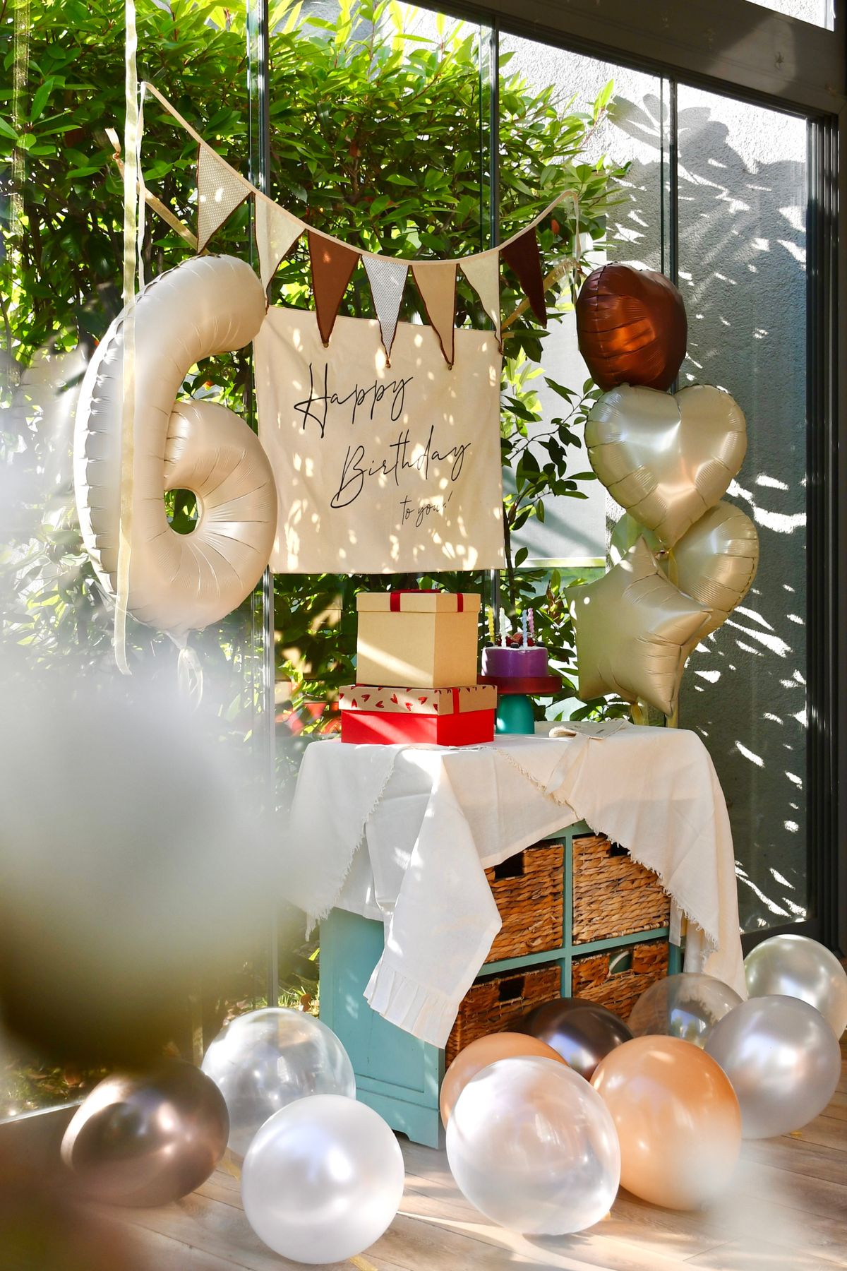 First birthday party decor ideas with balloons gifts and decorations