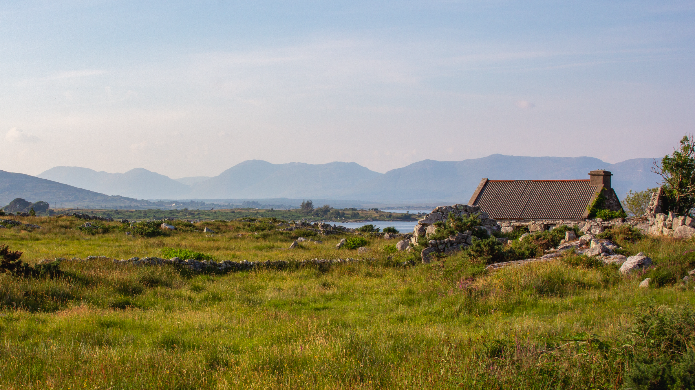 Traditional stone cottage in the Connemara countryside