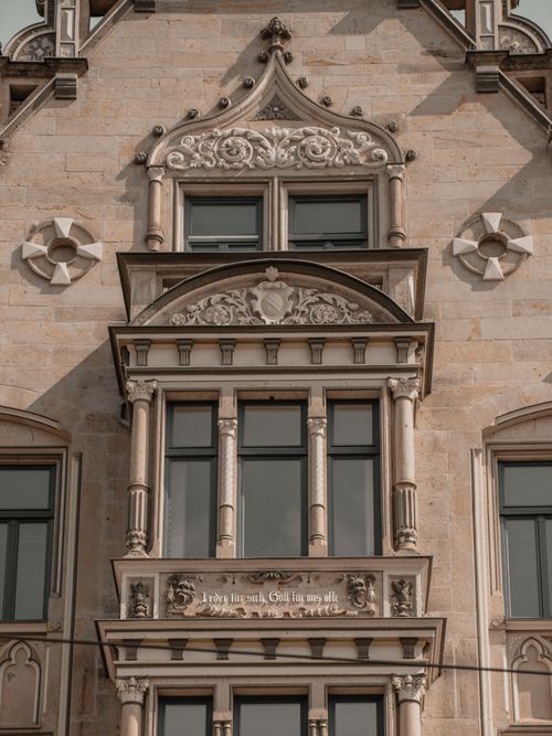 Free Detailed view of a historic building façade in Erfurt, showcasing intricate architectural design. Stock Photo