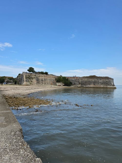 Free View of the historic fort at Le Château-d'Oléron, France, by the sea. Stock Photo