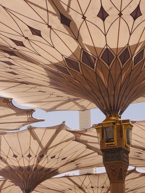 Free Intricate canopies in a famous architectural site with clear blue sky. Stock Photo