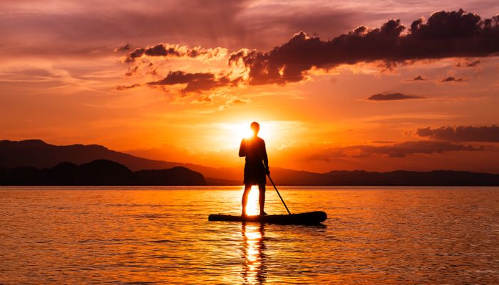 Paddleboarding silhouette