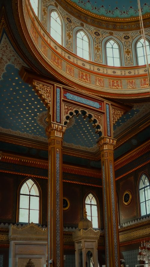 Free Capture of an ornate architectural interior featuring intricate designs and arches. Stock Photo