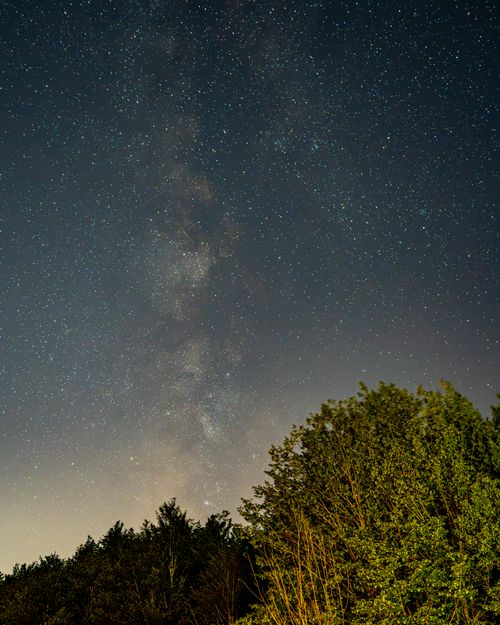 Free A breathtaking view of the Milky Way above the lush forest in Yalova, Türkiye. Stock Photo