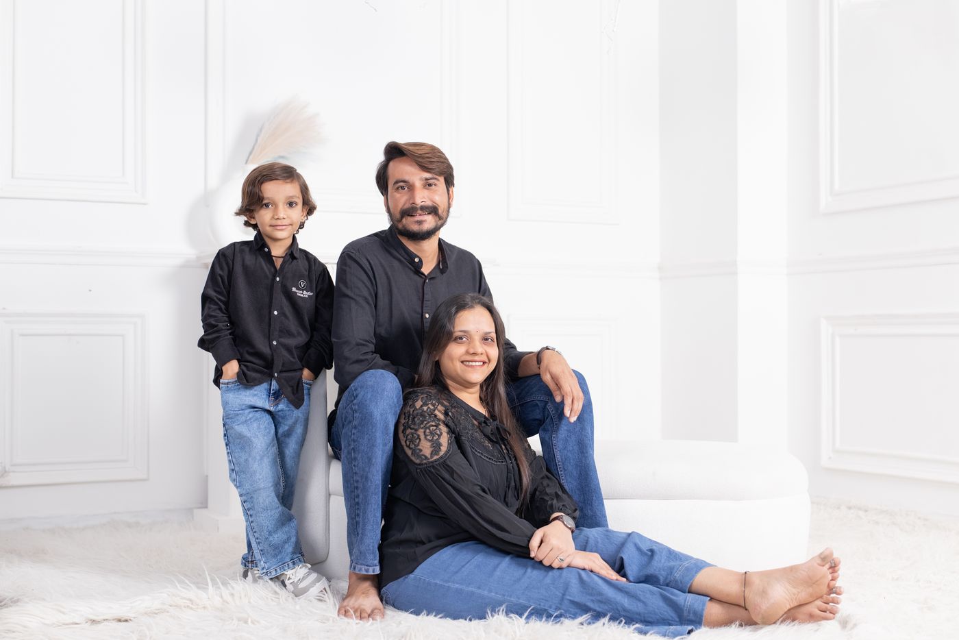 Indian family in a modern Ahmedabad home