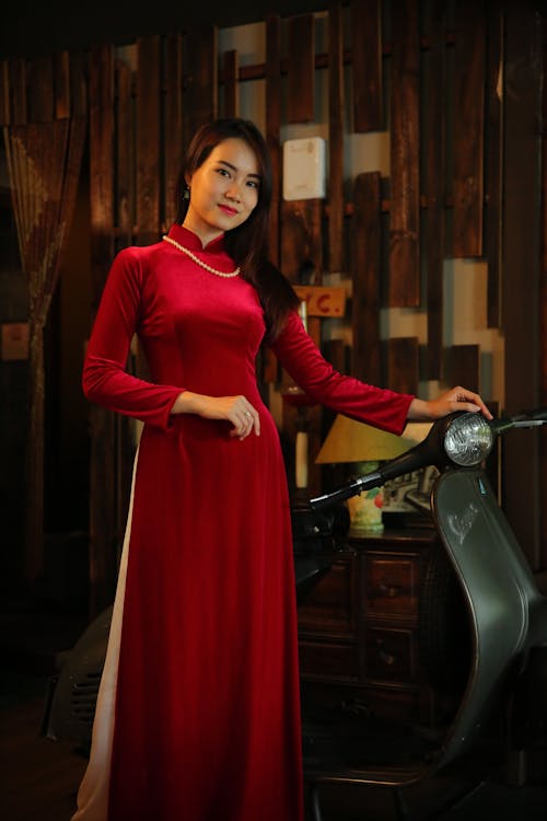 Woman In Green Spaghetti Strap Dress Riding On Motorcycle · Free Stock ...