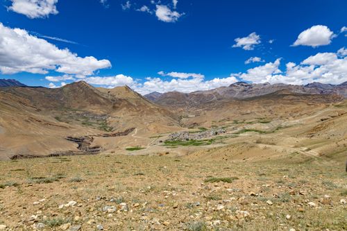 Free Stunning aerial view of the barren yet beautiful Leh Ladakh mountains under a clear blue sky. Stock Photo
