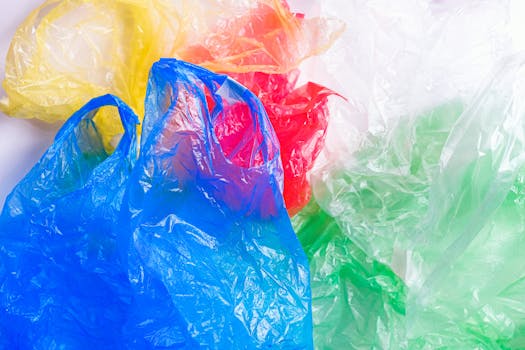 Vibrant plastic bags symbolizing pollution and environmental concerns.