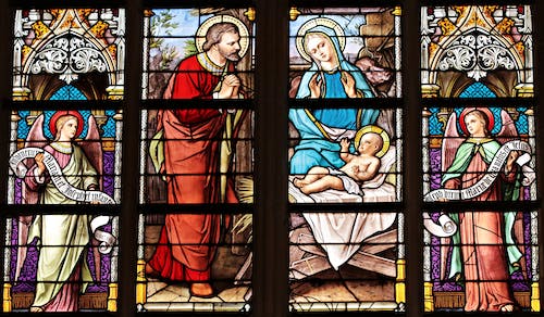 Free The Holy Family Stained Glass Artwork Stock Photo