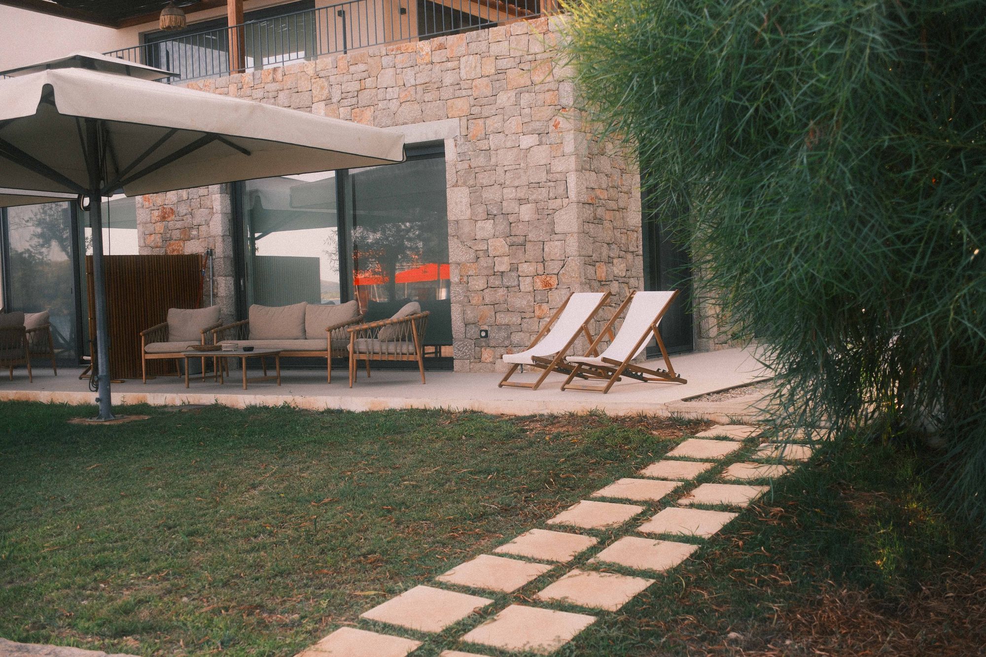 Elegant outdoor patio and landscape