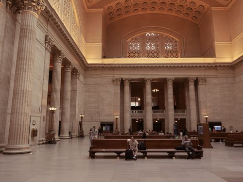 Free Majestic view of the ornate Grand Hall at Chicago Union Station, showcasing its classical architecture. Stock Photo