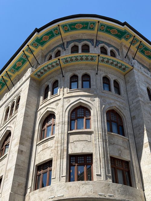 Free Elegant Ottoman-style building facade with intricate details captured in Istanbul. Stock Photo