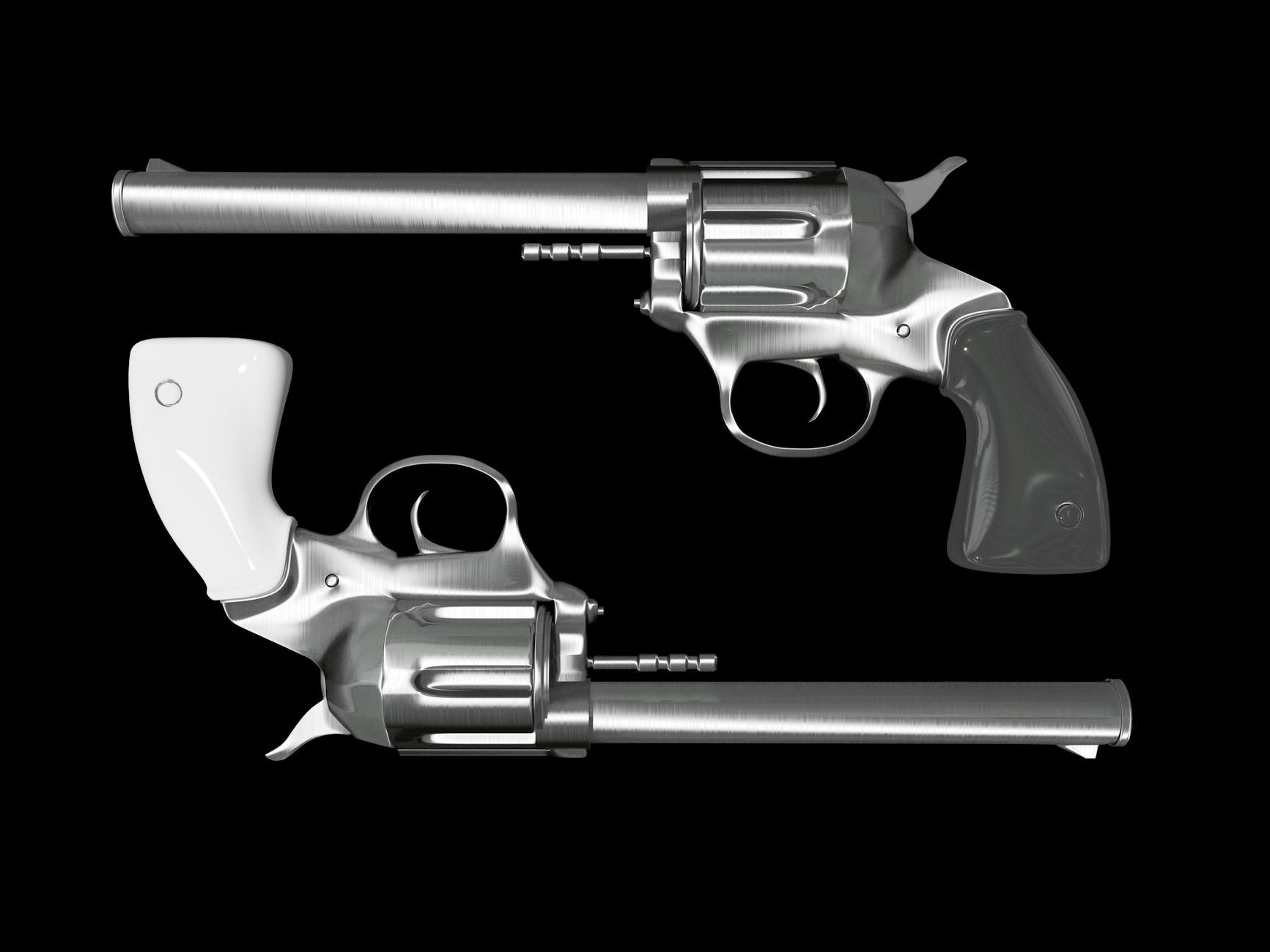 Two pistols on a black background