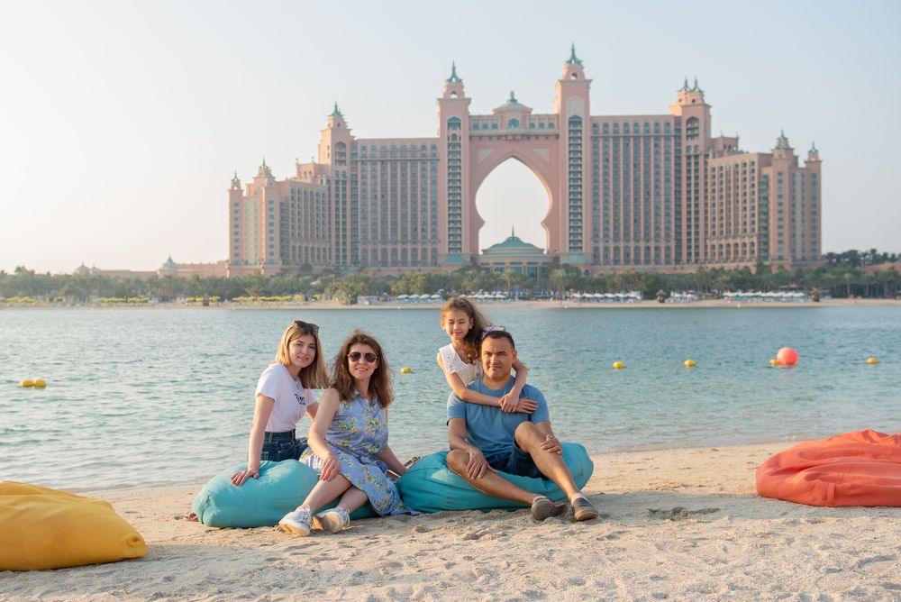 Family enjoying Dubai beach