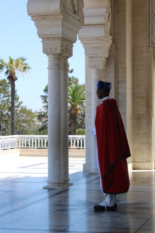 Free Ceremonial guard in traditional attire at Rabat's Mausoleum. Stock Photo