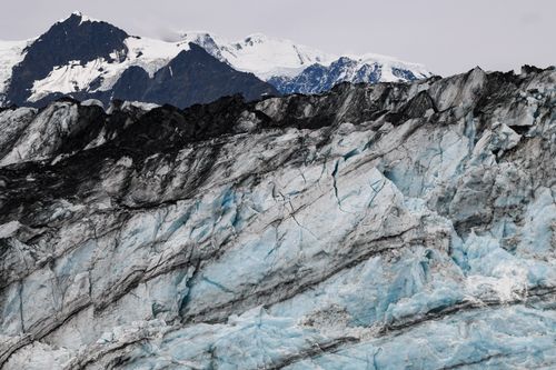 Free Dramatic landscape of the Harvard Glacier in Alaska with rugged icy terrain. Stock Photo