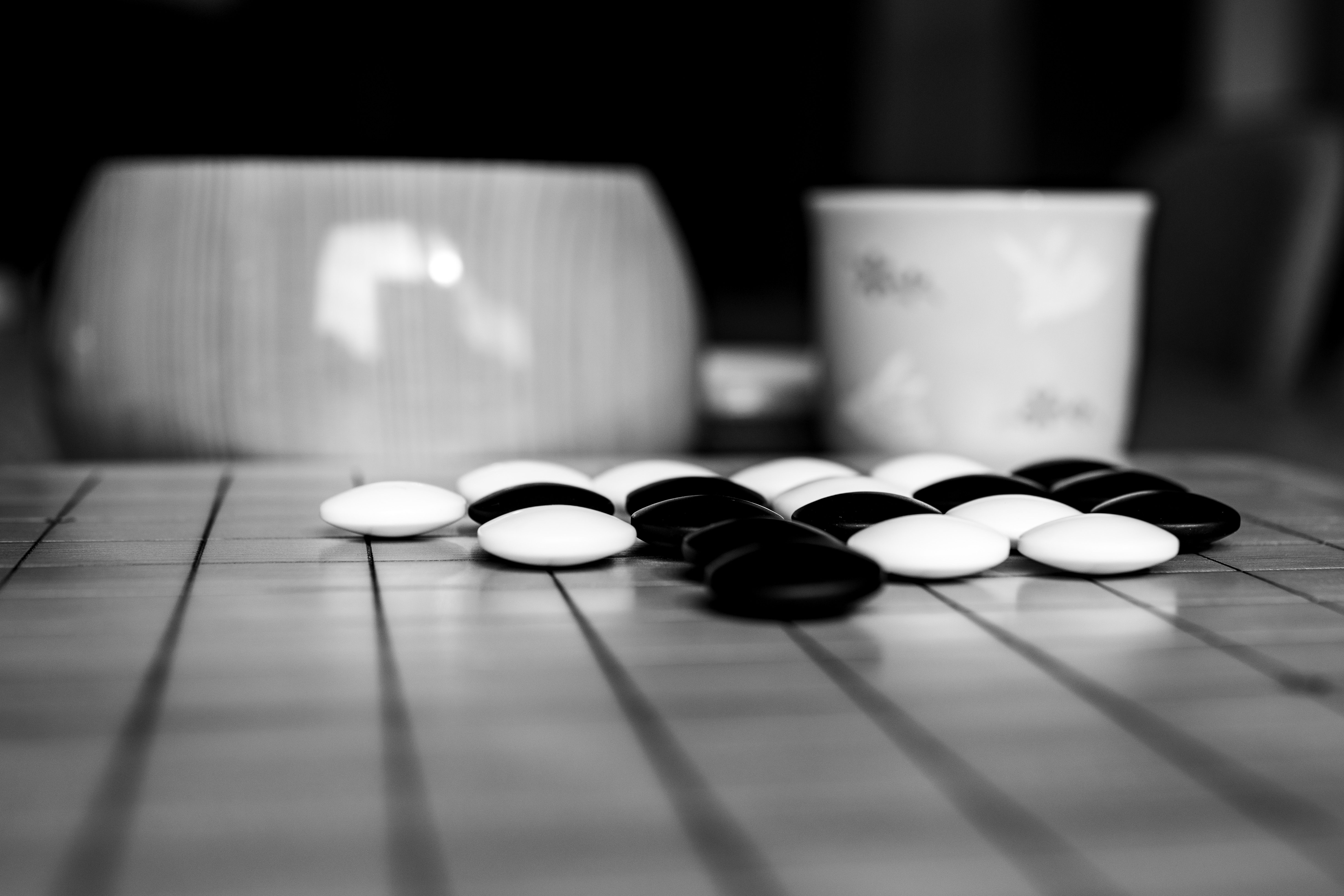 黑白圍棋棋子近距離特寫